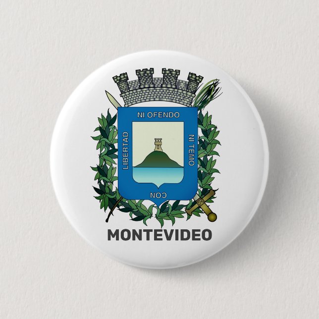 Coat of Arms of Montevideo, Uruguay 2 Inch Round Button (Front)