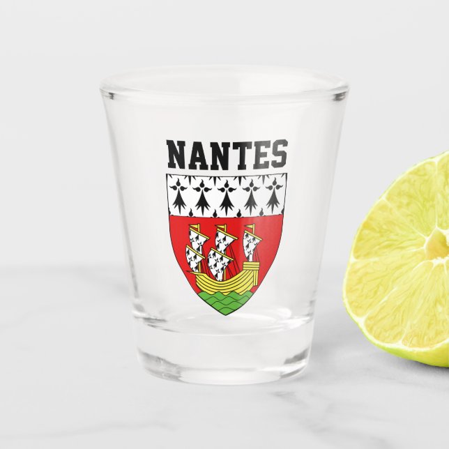 Coat of Arms of Nantes, France Shot Glass (Front)