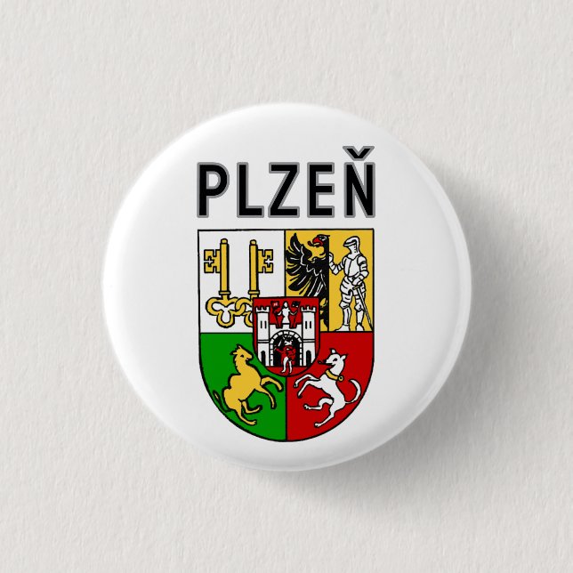 Coat of Arms of Plzeň, Czech Republic 1 Inch Round Button (Front)