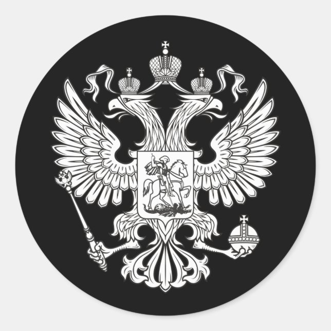 Coat of Arms of Russia - white version Classic Round Sticker (Front)