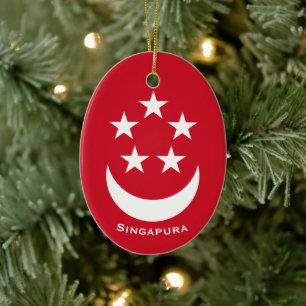 Coat of Arms of Singapore with name added Ceramic Ornament