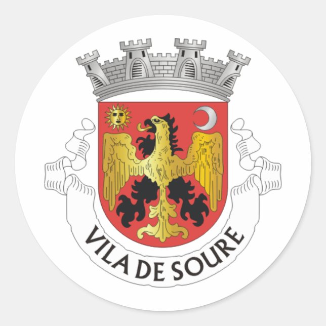 Coat of Arms of Soure, Portugal Classic Round Sticker (Front)