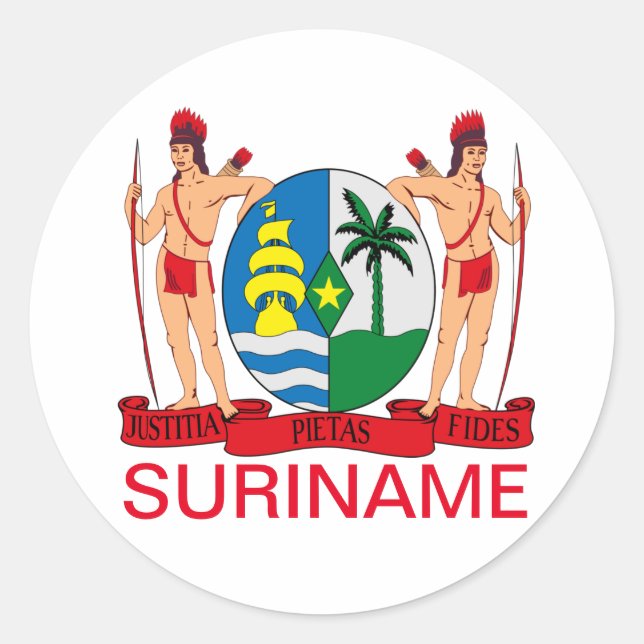 Coat of Arms of Suriname Classic Round Sticker (Front)