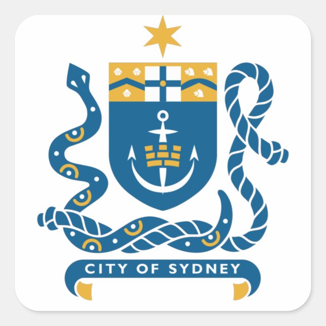 Coat of Arms of Sydney, Australia Square Sticker (Front)