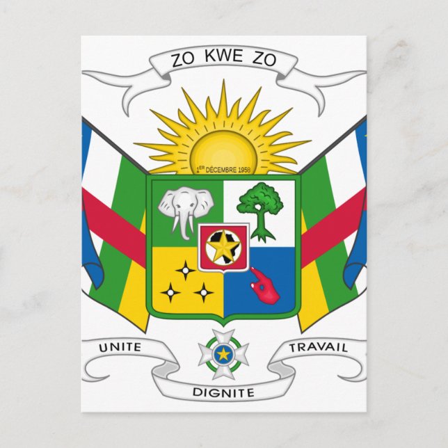 Coat of Arms of the Central African Republic Postcard (Front)