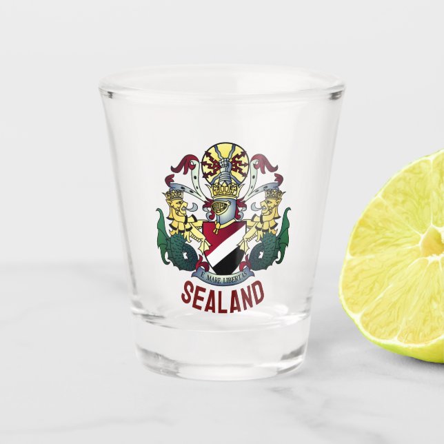Coat of Arms of the Principality of Sealand Shot Glass (Front)