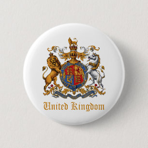 COAT OF ARMS OF THE UNITED KINGDOM 2 INCH ROUND BUTTON