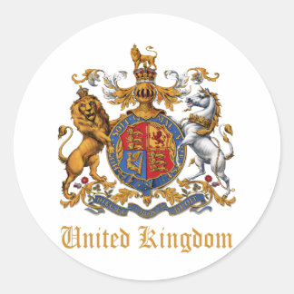 COAT OF ARMS OF THE UNITED KINGDOM CLASSIC ROUND STICKER