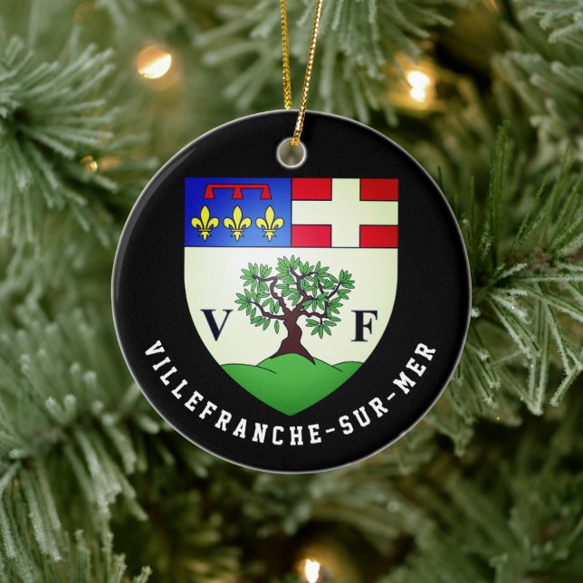 Coat of Arms of Villefranche-sur-Mer, France Ceramic Ornament (Tree)