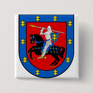 Coat of Arms of Vilnius County 2 Inch Square Button