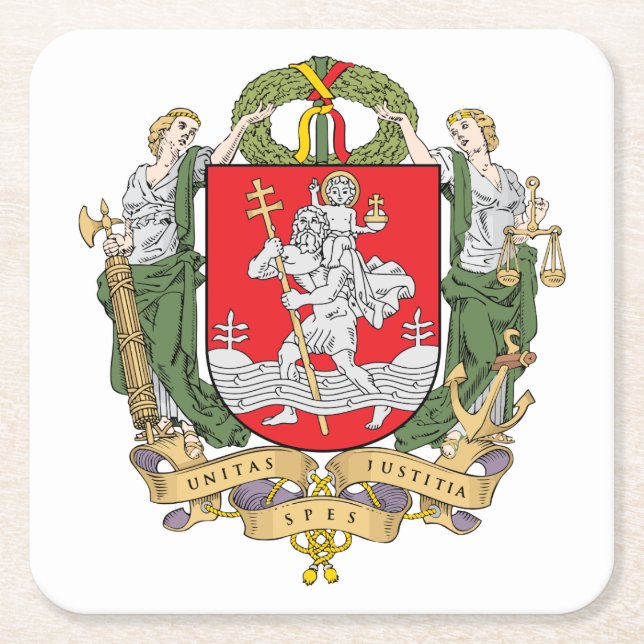 Coat of arms of Vilnius, Lithuania Square Paper Co Square Paper Coaster (Front)