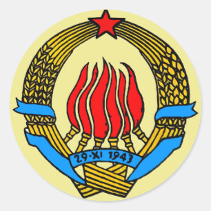 COAT-OF-ARMS OF YUGOSLAVIA CLASSIC ROUND STICKER