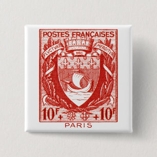 Coat of Arms Paris, France 2 Inch Square Button