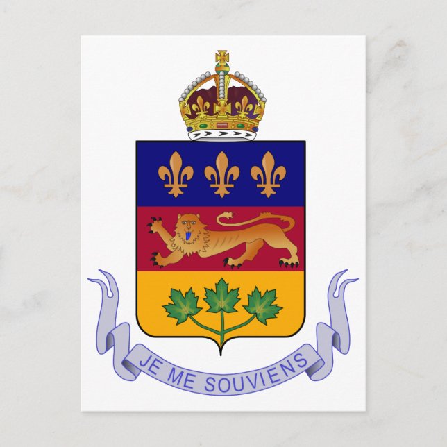 Coat of arms Québec Official Canada Heraldry Logo Postcard (Front)