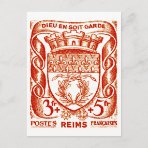 Coat of Arms, Reims France Postcard