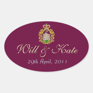 Coat of Arms Royal Will & Kate Sticker (Burgundy)