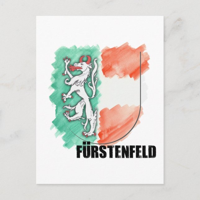 coat of arms Steiermark Aquarell Fürstenfeld Postcard (Front)