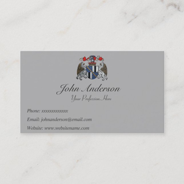 Coat of Arms - Two Griffins and Helmet Business Card (Front)