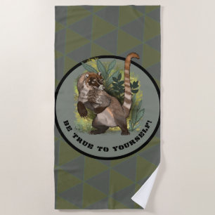 Coatamundi or White Nosed Coati  Beach Towel