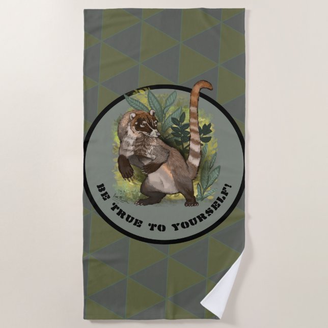 Coatamundi or White Nosed Coati  Beach Towel (Front)