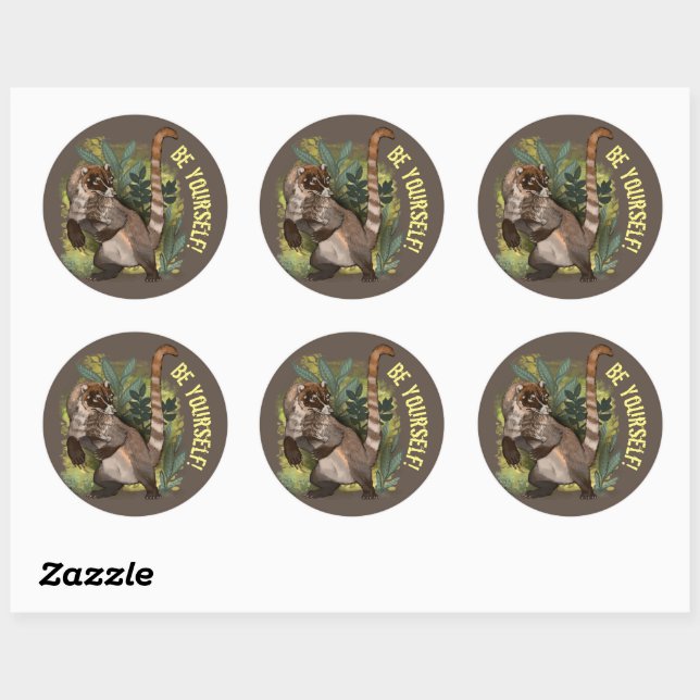 Coatamundi or White Nosed Coati Classic Round Sticker (Sheet)