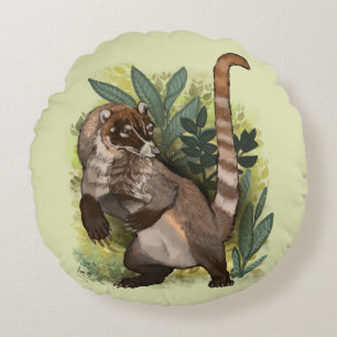 Coatamundi or White Nosed Coati Round Pillow