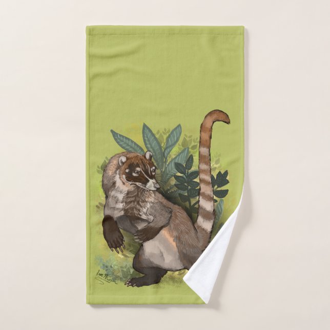 Coatamundi ou Coati noir blanc (Serviette à main)