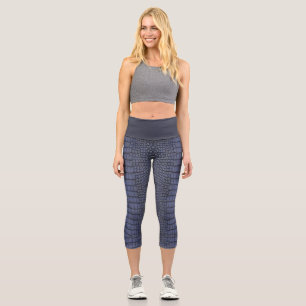 Cobalt Alligator Texture Print Capri Leggings