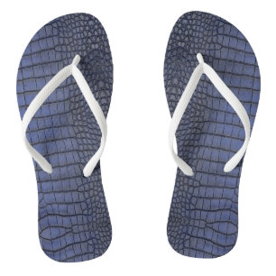 Cobalt Alligator Texture Print Flip Flops