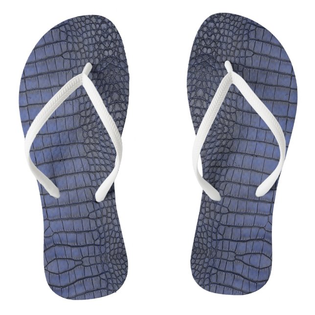 Cobalt Alligator Texture Print Flip Flops (Footbed)