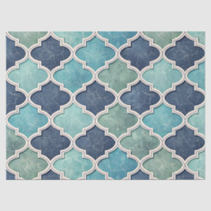 Cobalt and Teal Quatrefoil - Mediterranean Mosaic Tissue Paper