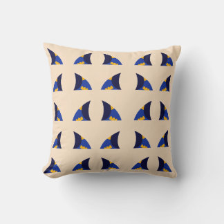 Cobalt Bloom Abstract Geometric Cushion