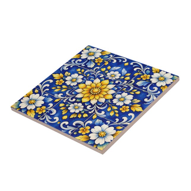 Cobalt Bloom Fiesta Tile (Side)