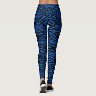 Cobalt blue and black zebra print  leggings