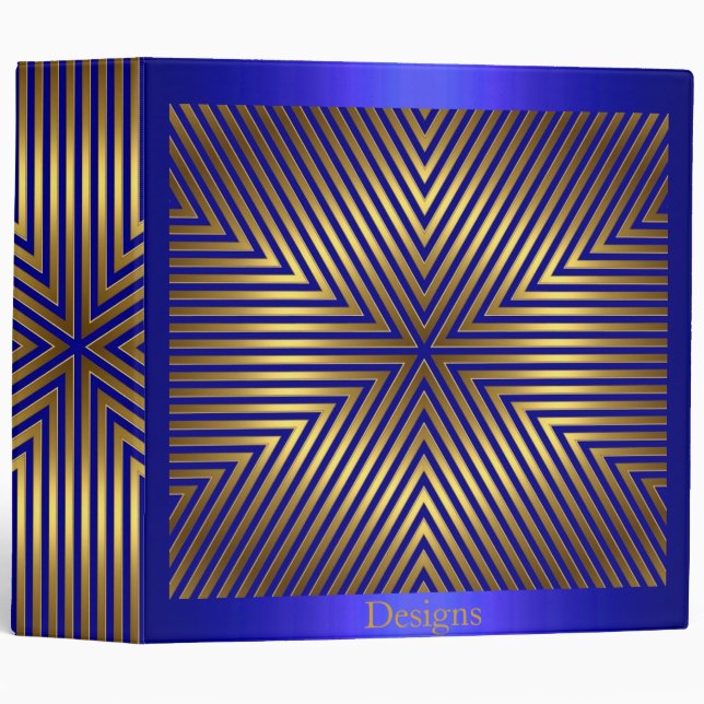 Cobalt Blue and Gold Metal Stripes Binder (Front/Spine)