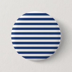 Cobalt Blue And Horizontal White Stripes Pattern 2 Inch Round Button