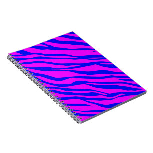 Cobalt Blue and Hot Pink Zebra Striped Notebook