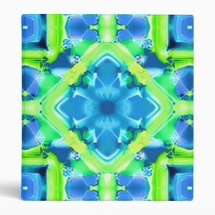 Cobalt Blue and Lime Green Tie Dye Pattern Binder
