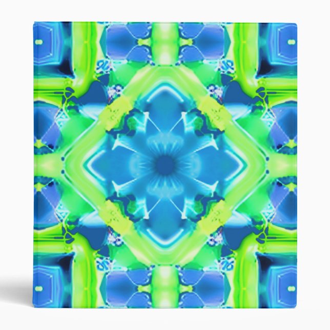 Cobalt Blue and Lime Green Tie Dye Pattern  Binder (Front)