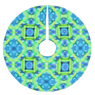 Cobalt Blue and Lime Green Tie Dye Pattern  Brushed Polyester Tree Skirt