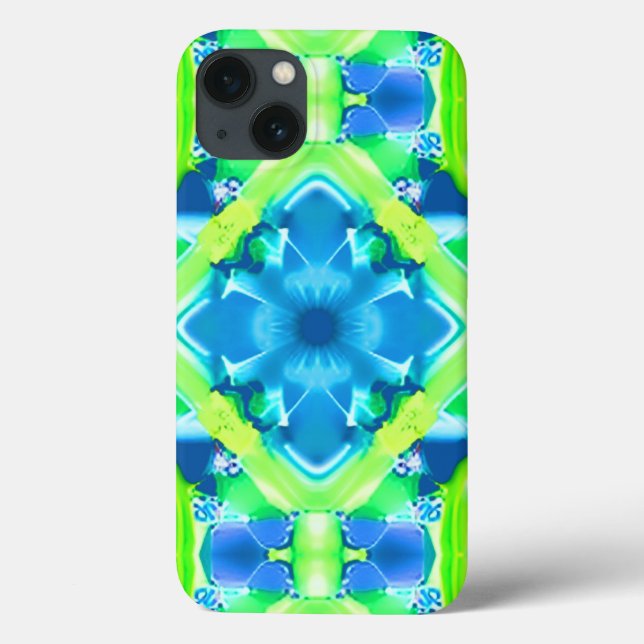 Cobalt Blue and Lime Green Tie Dye Pattern  Case-Mate iPhone Case (Back)