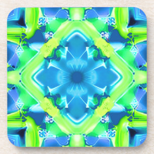 Cobalt Blue and Lime Green Tie Dye Pattern Coaster