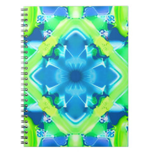 Cobalt Blue and Lime Green Tie Dye Pattern Notebook