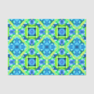Cobalt Blue and Lime Green Tie Dye Pattern Tissue Paper