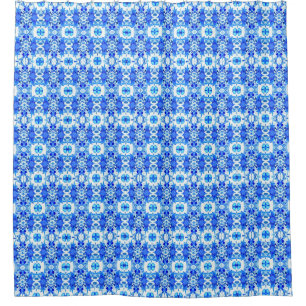 Cobalt Blue and White Batik Tile Pattern 