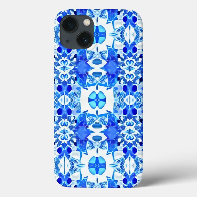 Cobalt Blue and White Batik Tile Pattern Case-Mate iPhone Case (Back)