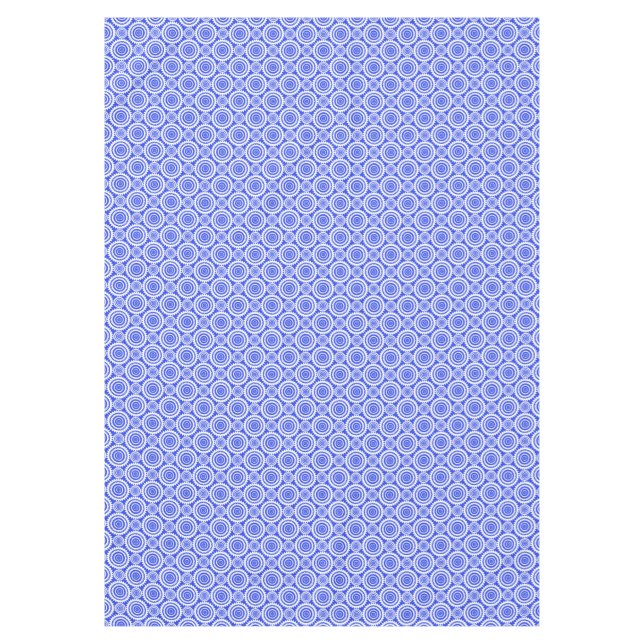 Cobalt Blue and White Geometric Circles Pattern Tablecloth (Front)