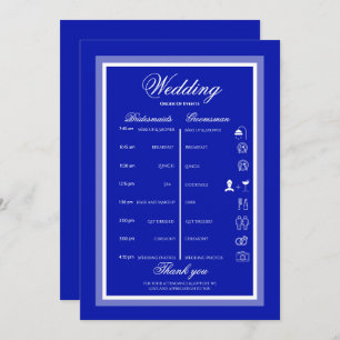 Cobalt blue and white itinerary  invitation