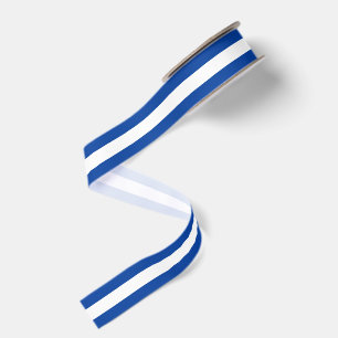 Cobalt Blue and White Striped Festive Holiday Grosgrain Ribbon