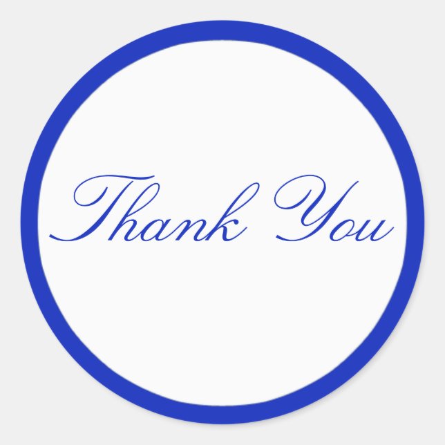 Cobalt Blue and White Thank You Sticker (Front)